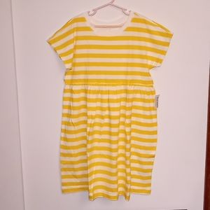 Old Navy Yellow and White Striped Baby Doll Dress Size L 10-12